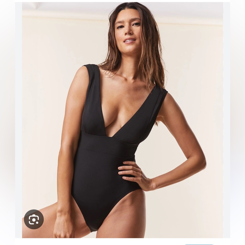 Andie Black Deep V One-Piece Swimsuit